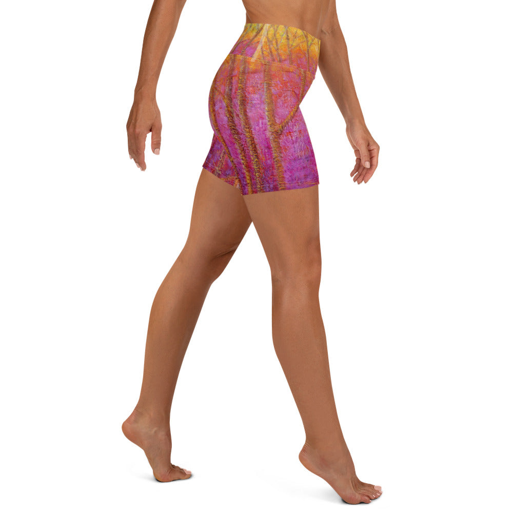 "Fuchsia Trees" Yoga Shorts