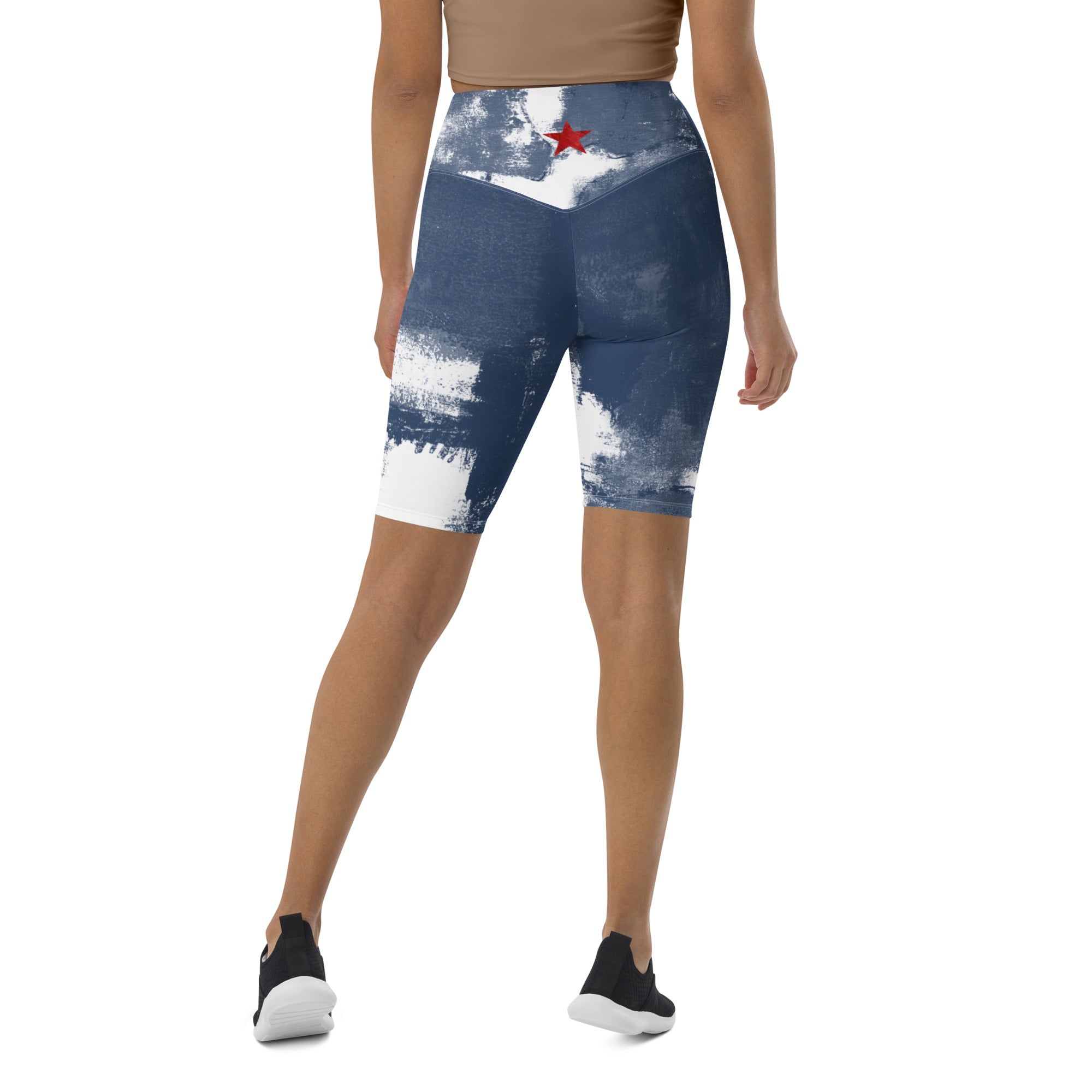 "Independence - Blue and White with Red Stars" Biker Shorts