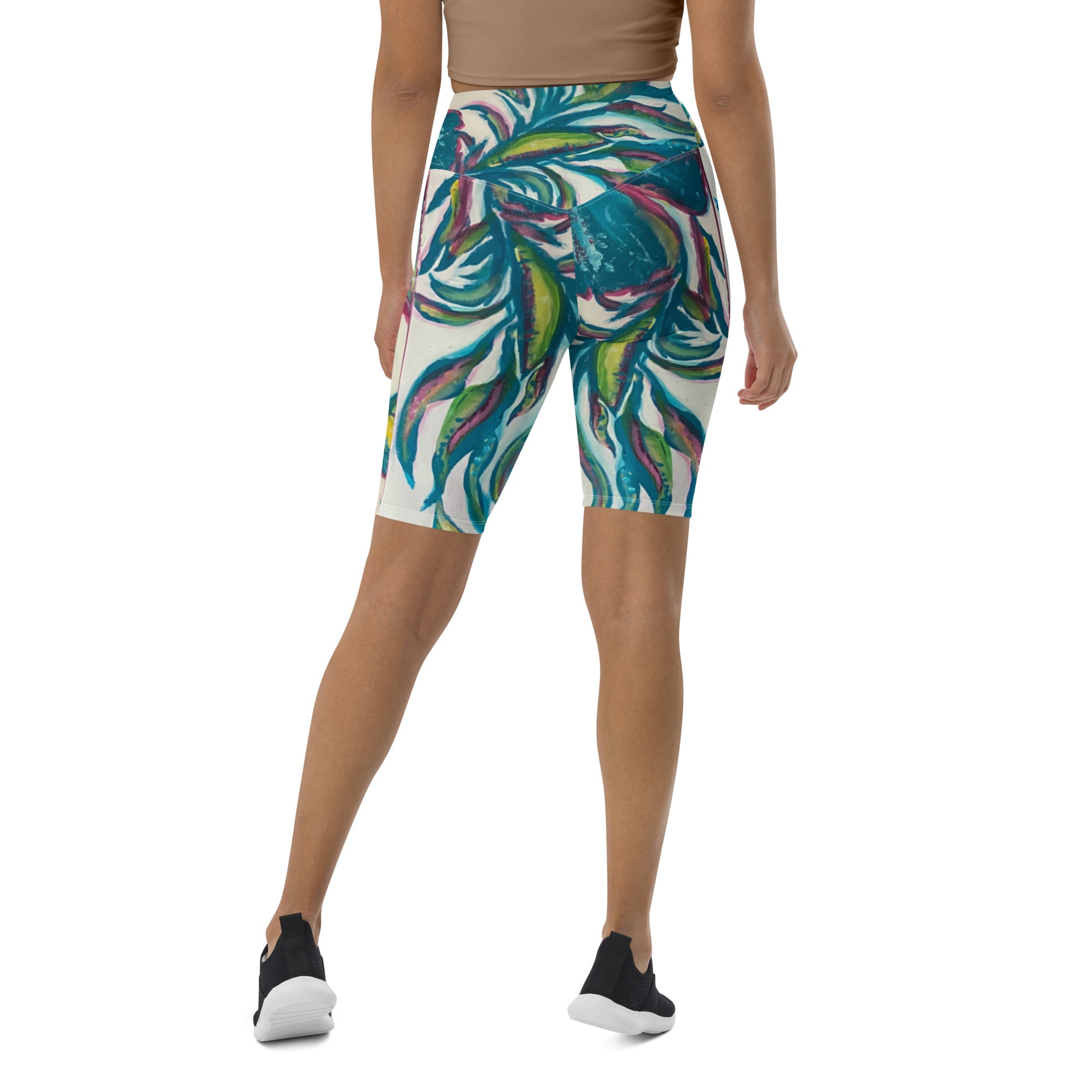 "Turquoise Flower" Biker Shorts