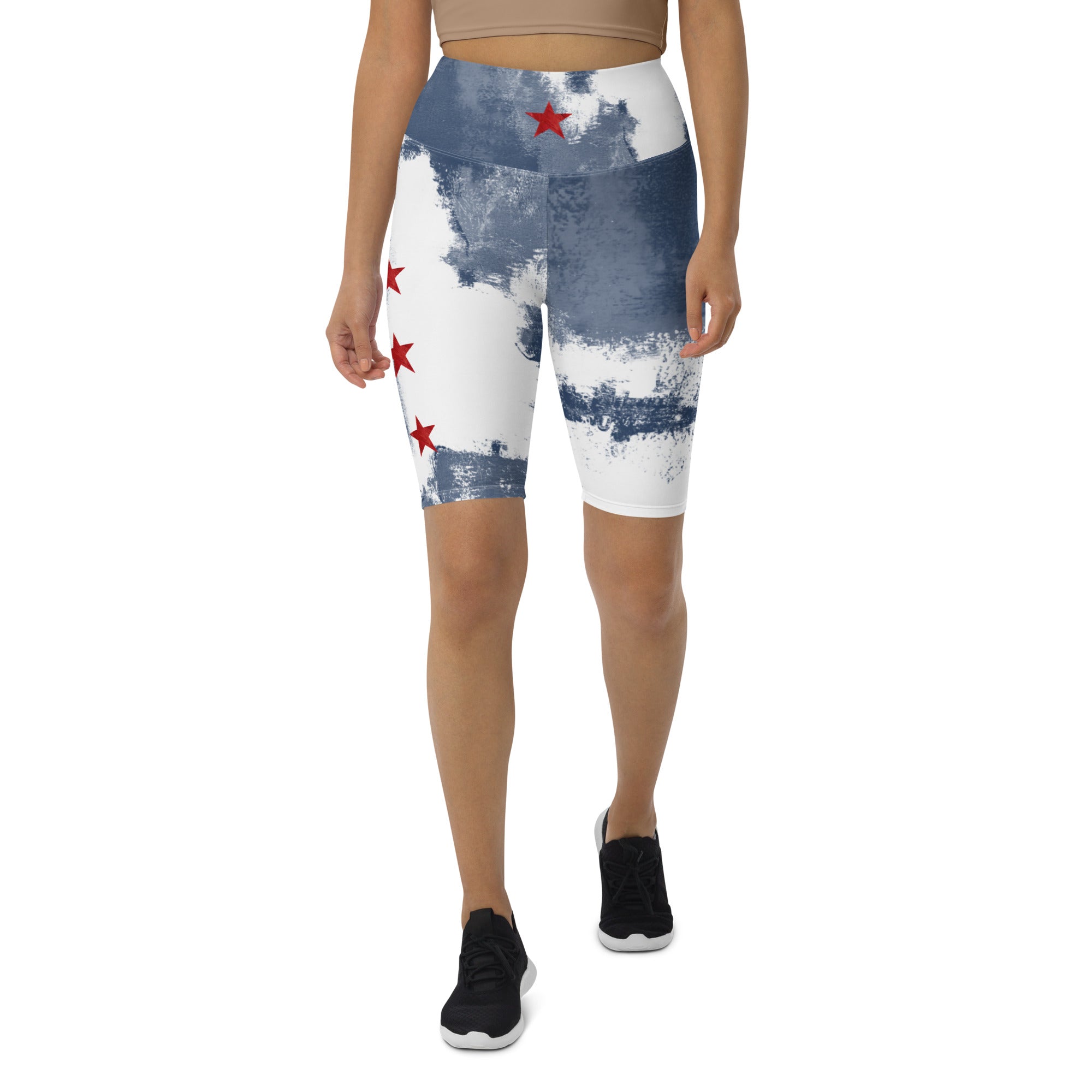 "Independence - Blue and White with Red Stars" Biker Shorts