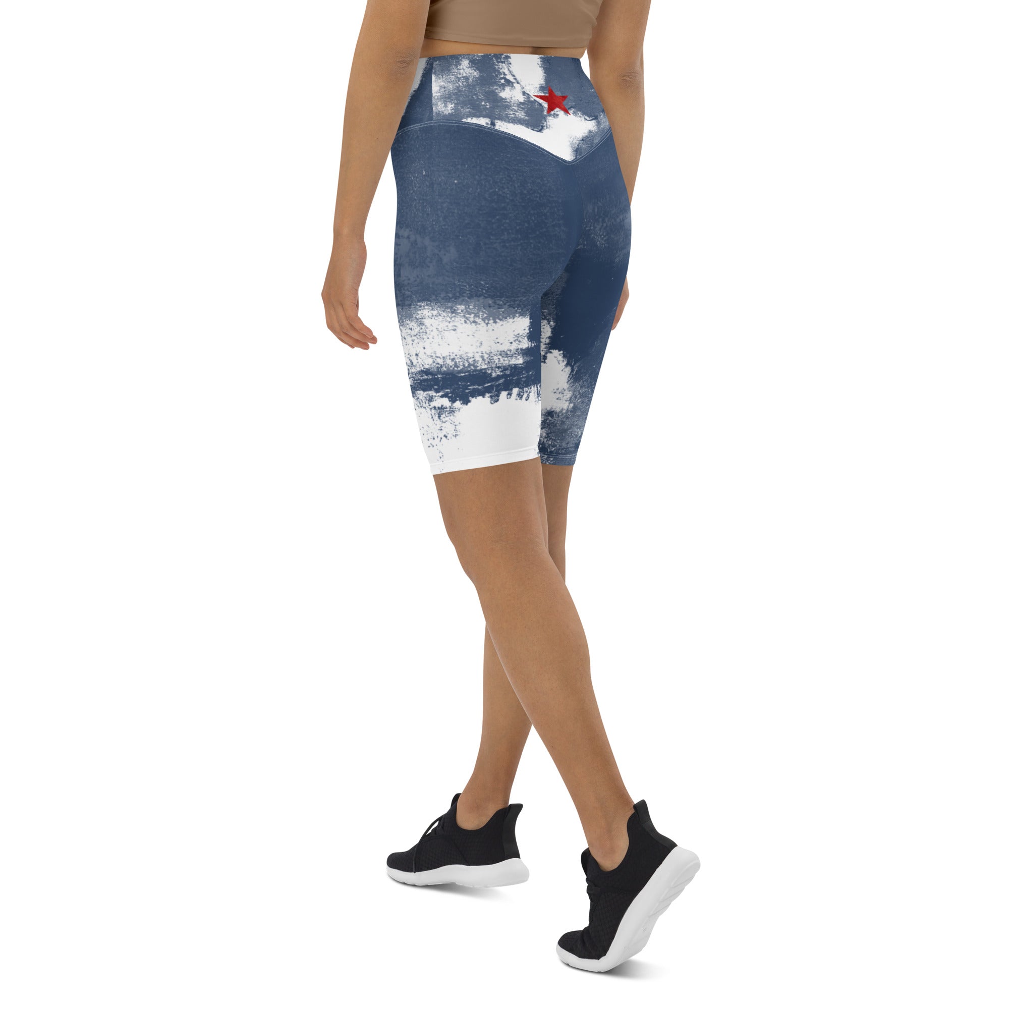 "Independence - Blue and White with Red Stars" Biker Shorts