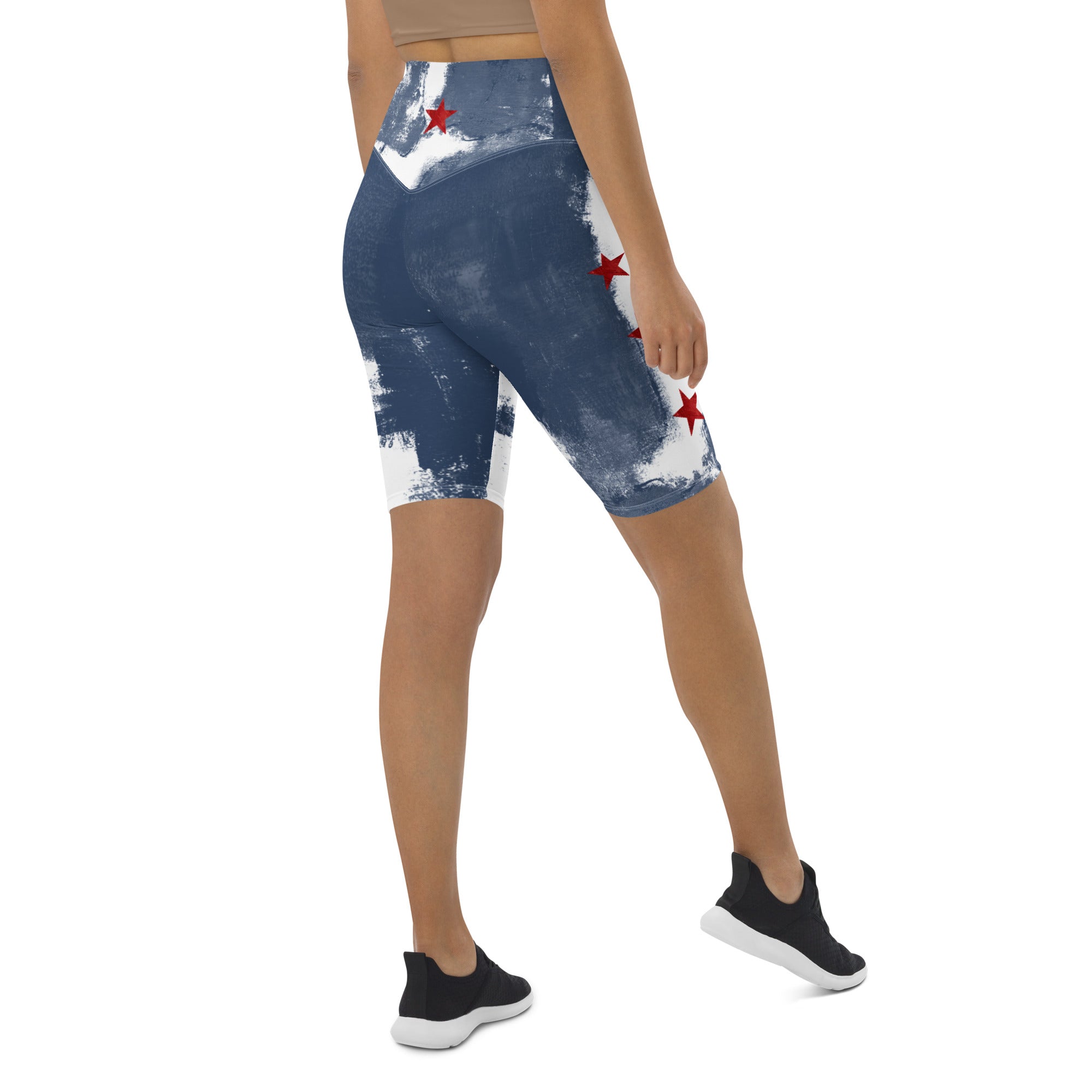 "Independence - Blue and White with Red Stars" Biker Shorts