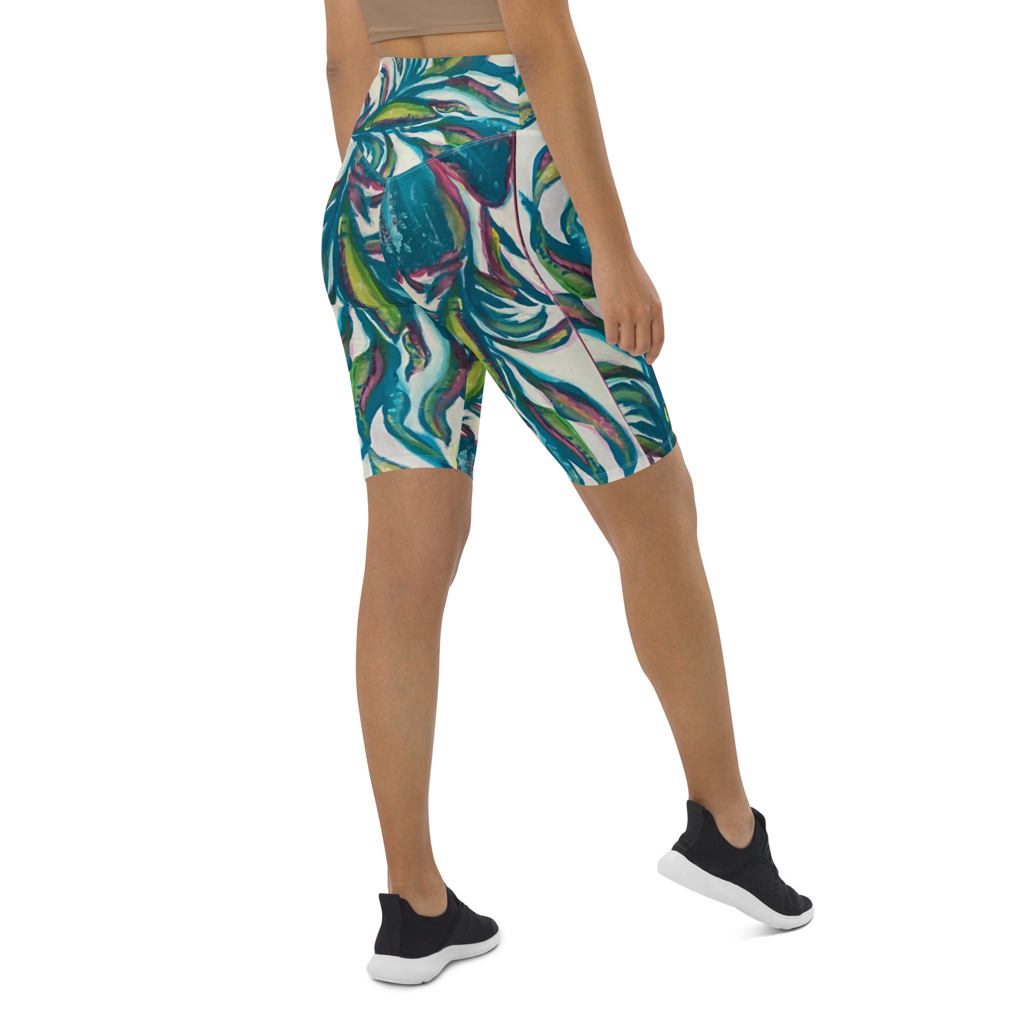 "Turquoise Flower" Biker Shorts