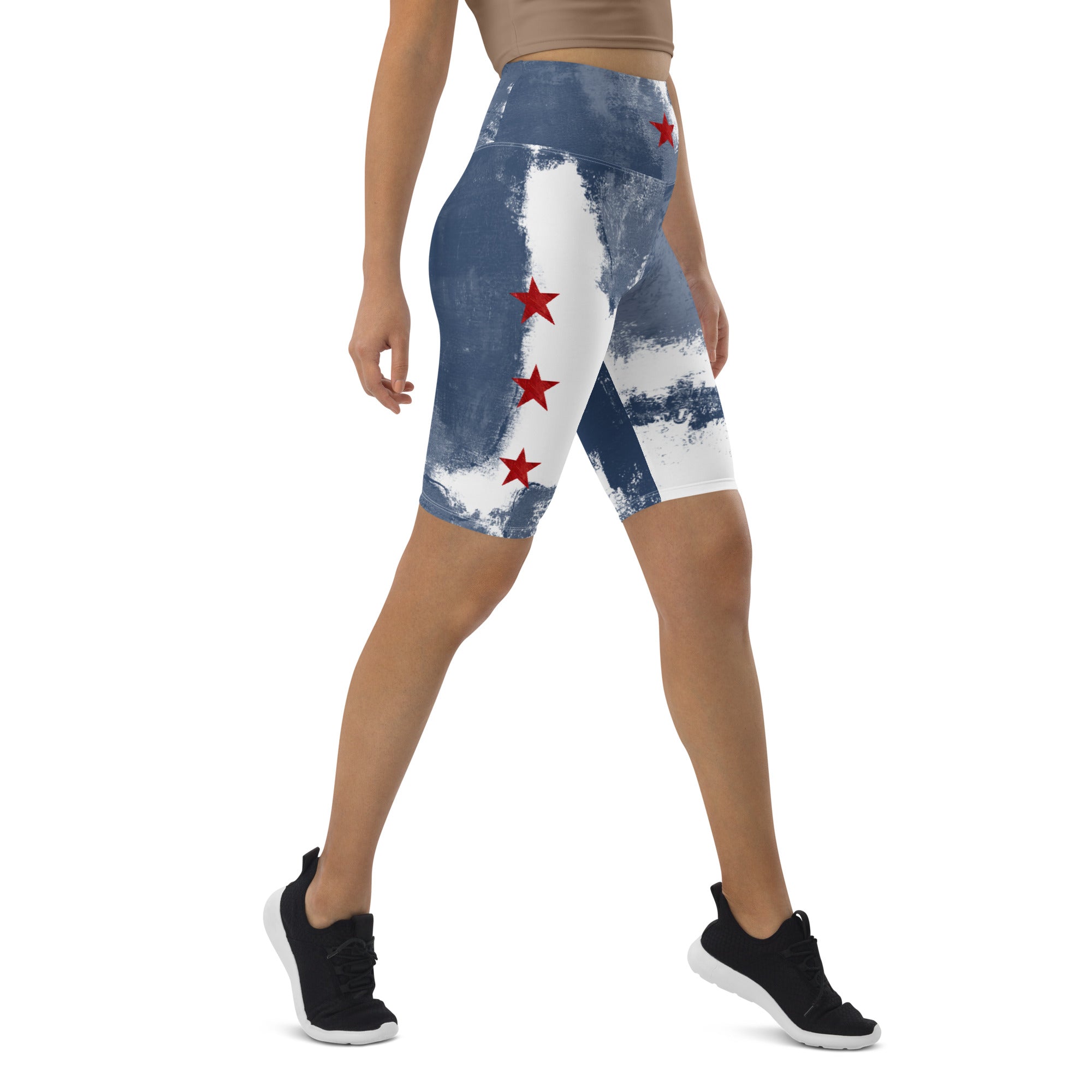 "Independence - Blue and White with Red Stars" Biker Shorts