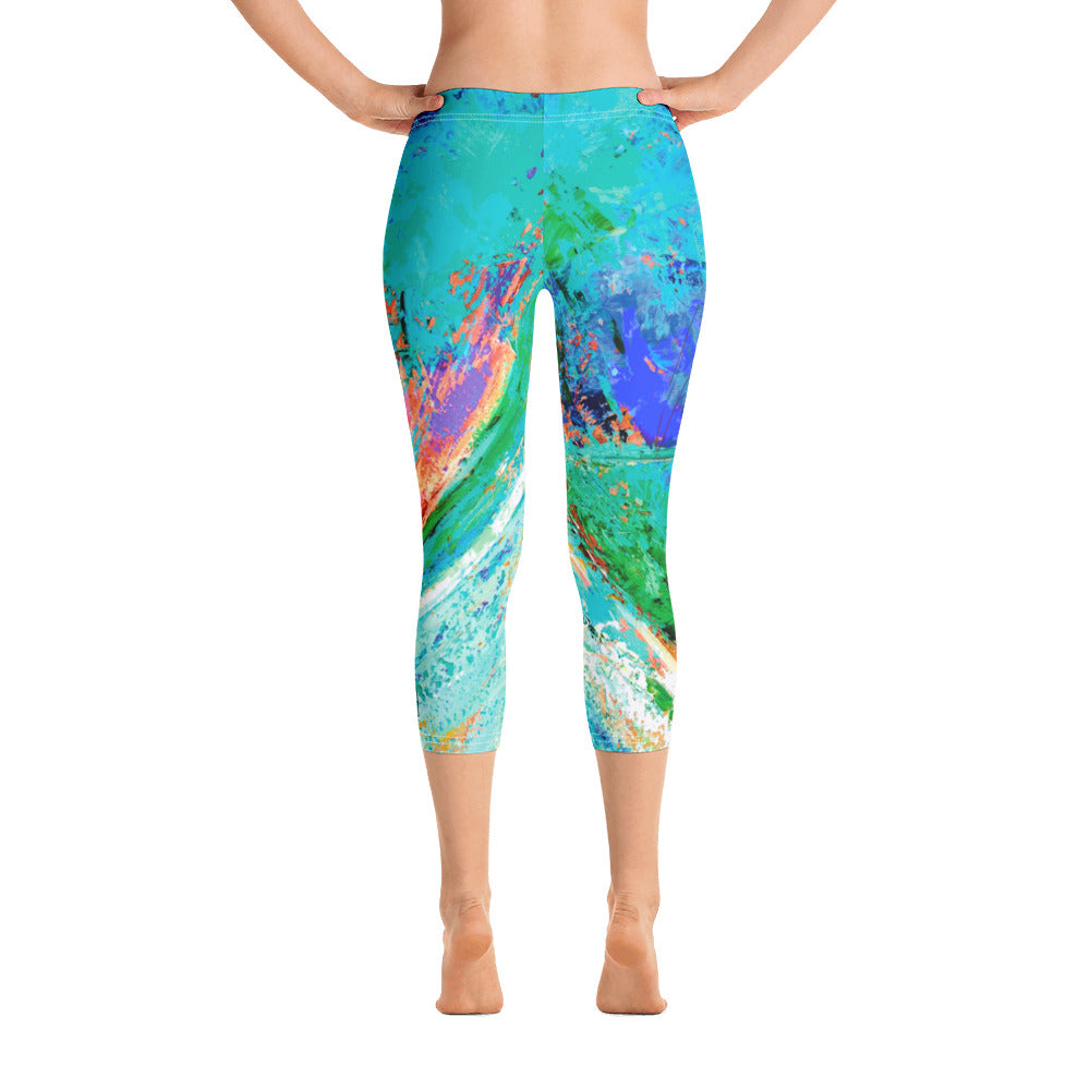 Coral Hearts | Women's Fine Art Regular-Waist Capris