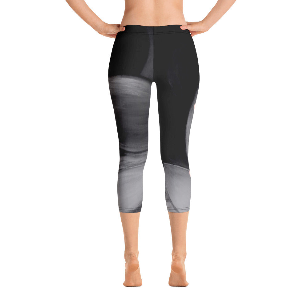 Flower on Grey with Blush Hearts BBBS | Women's Fine Art Regular-Waist Capris