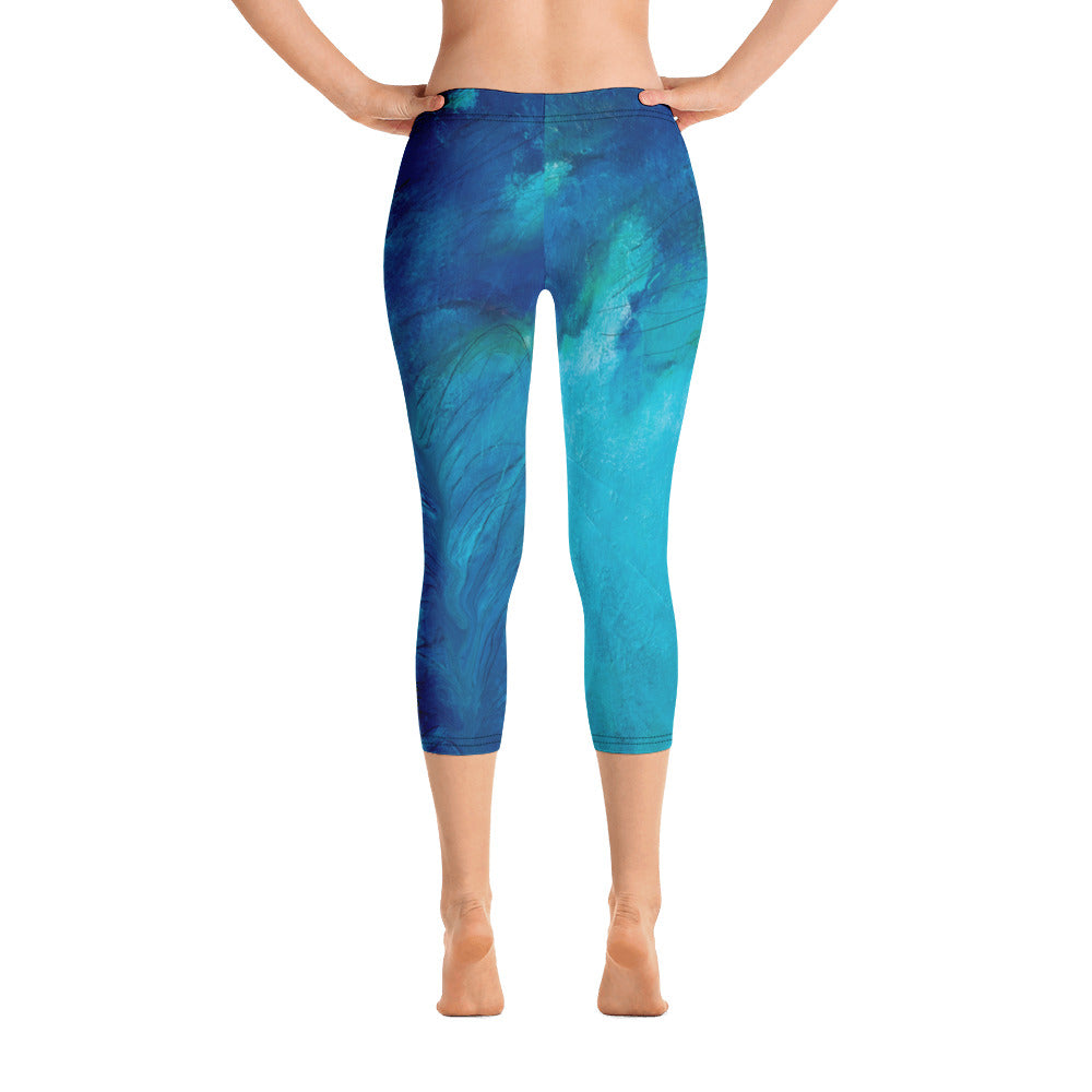 Blue Feather | Women's Fine Art Regular-Waist Capris