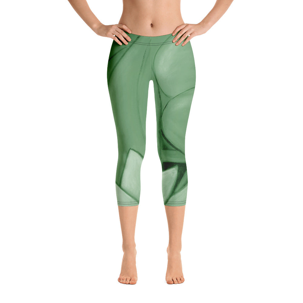 Flower Abstract | Women's Fine Art Regular-Waist Capris