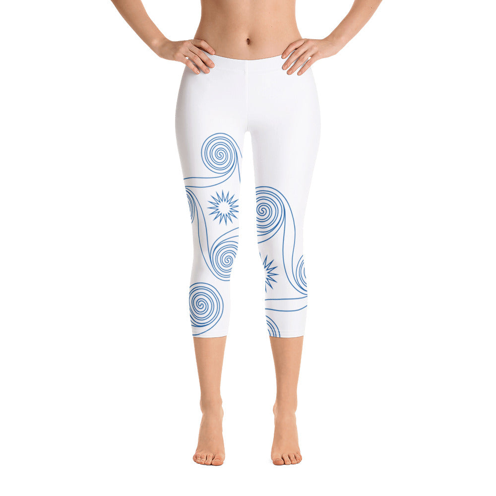 New College White with Blue Four Winds | Women's Fine Art Regular-Waist Capris