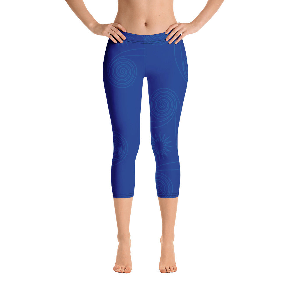 New College Blue with Blue Four Winds | Women's Fine Art Regular-Waist Capris