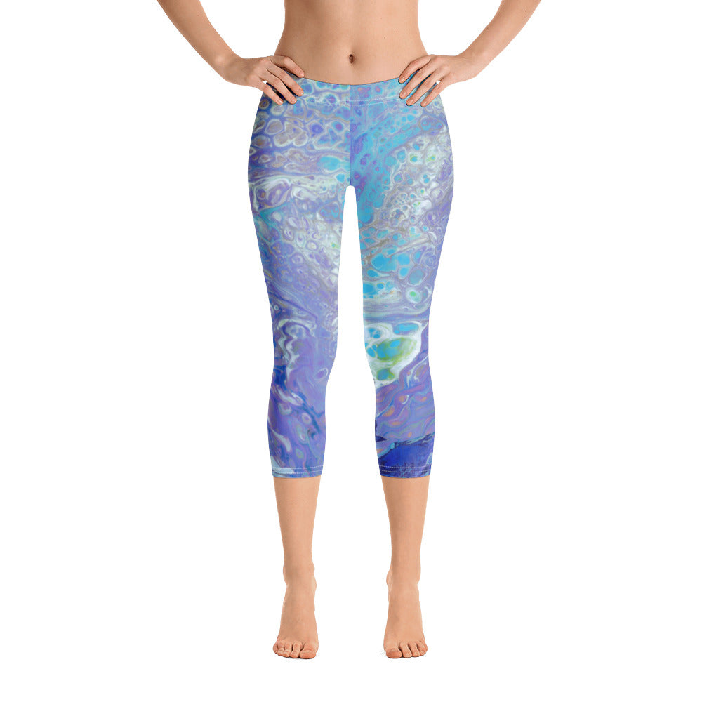 Fluid Peacock | Women's Fine Art Regular-Waist Capris