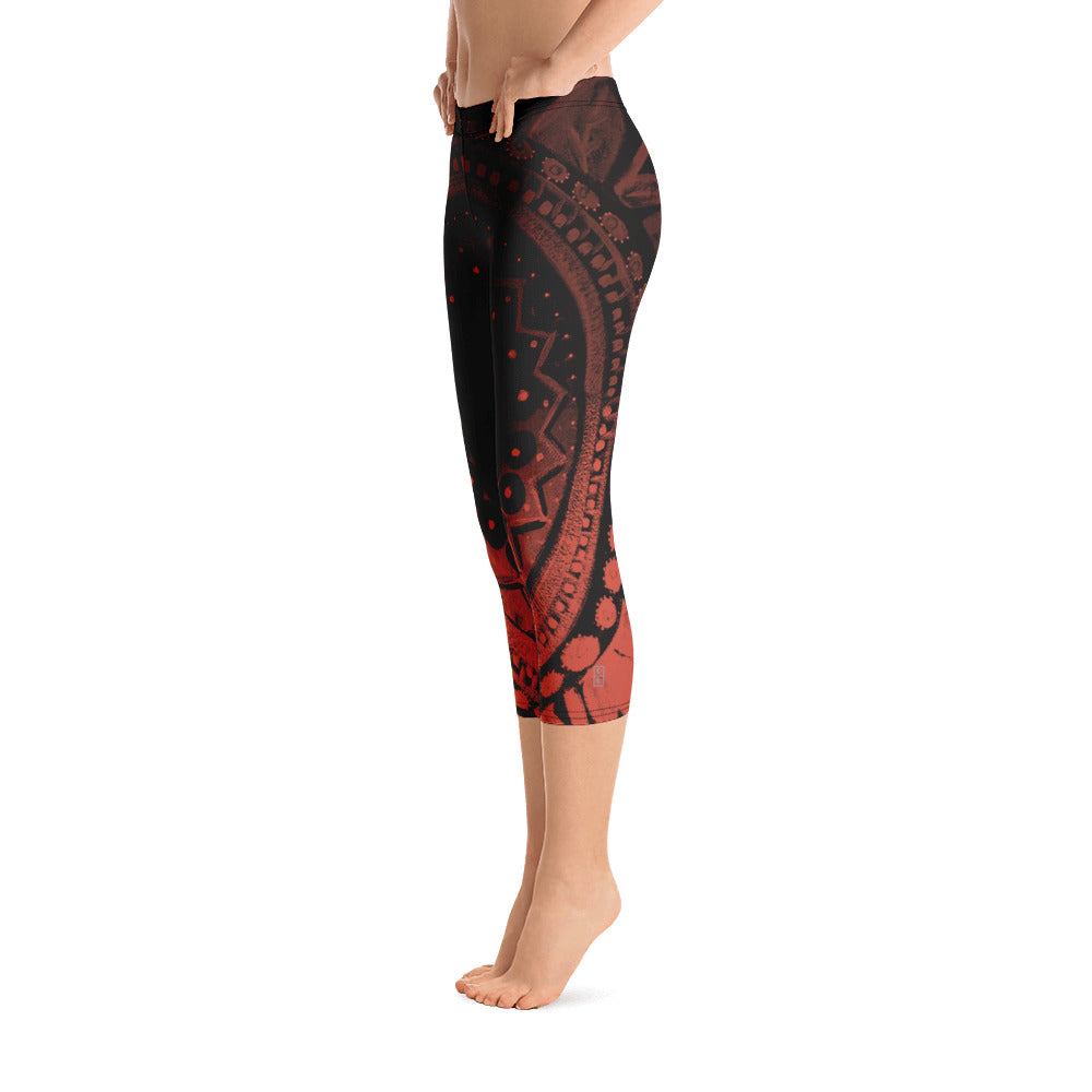 Mandala Rust | Women's Fine Art Regular-Waist Capris