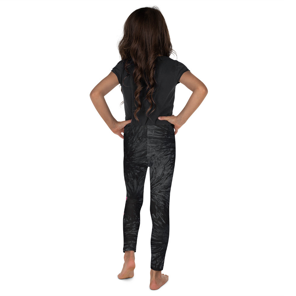 "Black Splatter with Hot Pink Hearts" Kid's Leggings