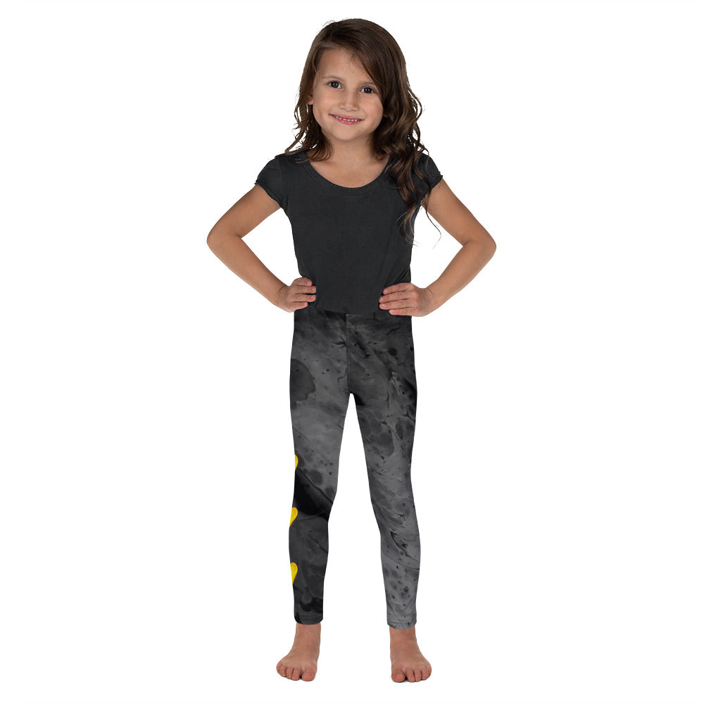 "Optimism - Fluid Dark Grey with Yellow Hearts" Kid's Leggings