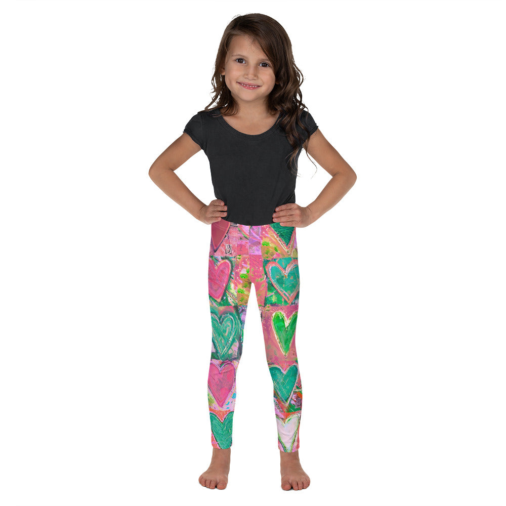 "Hearts without Borders" Pink & Green Kid's Leggings