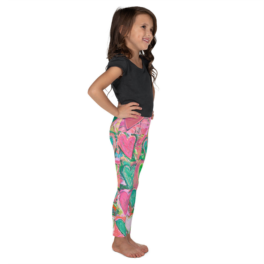 "Hearts without Borders" Pink & Green Kid's Leggings