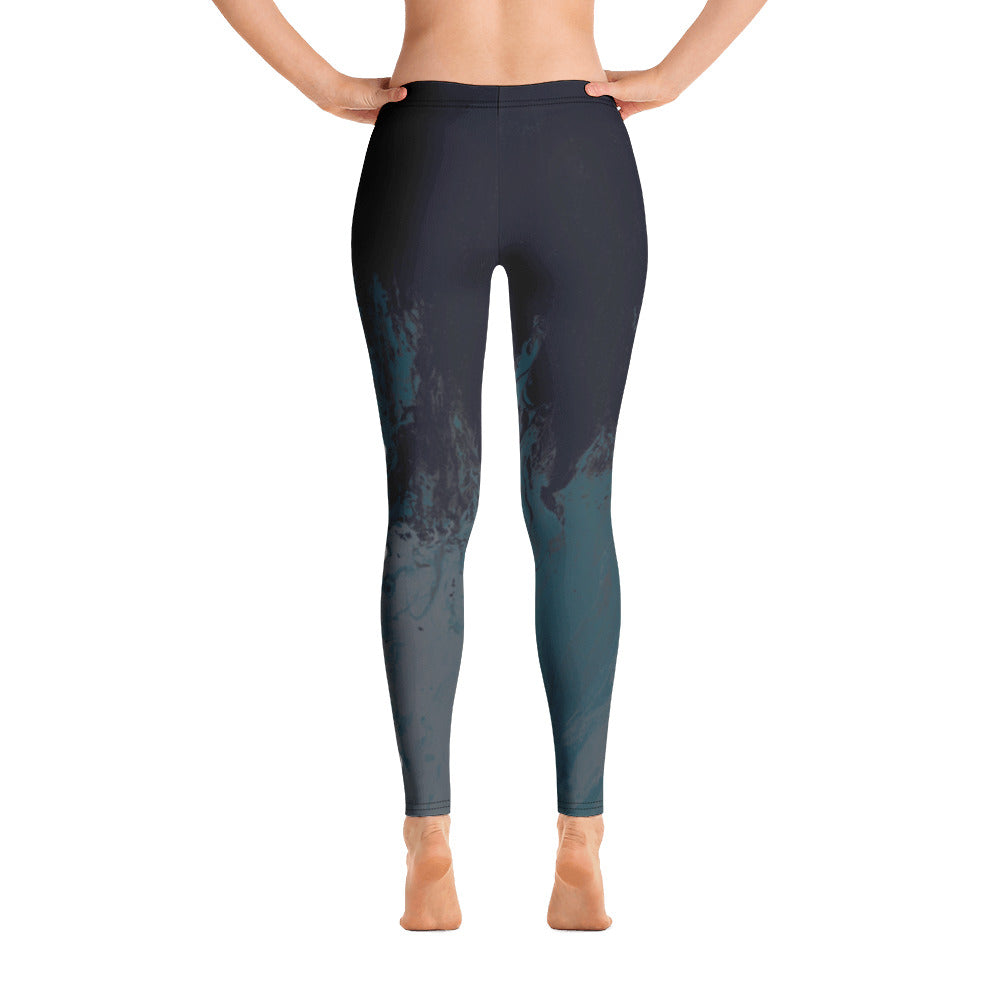 Fluid Mahogany Grey and White with Hearts | Women's Fine Art Regular-Waist Leggings