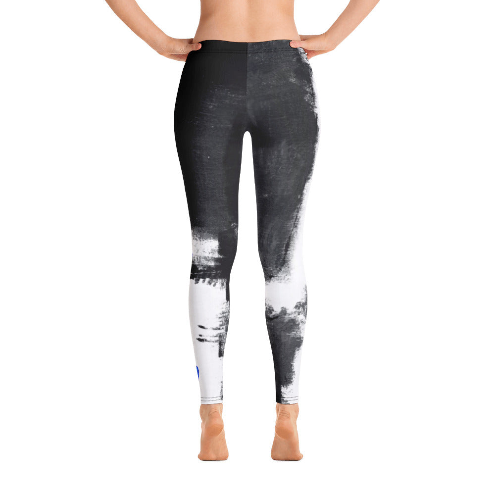 Abstract Woman Black and White with Hearts | Women's Fine Art Regular-Waist Leggings
