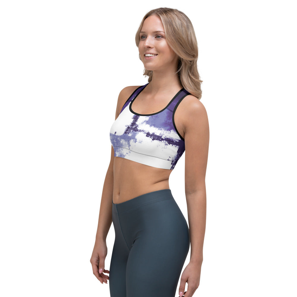 Abstract Woman Olive and Very Peri | Women's Fine Art Sports Bra