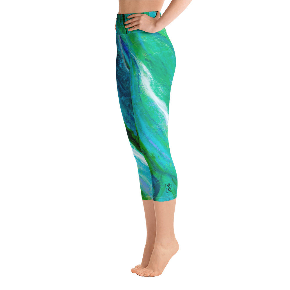 Fluid Cobalt | Women's Fine Art High-Waist Capris