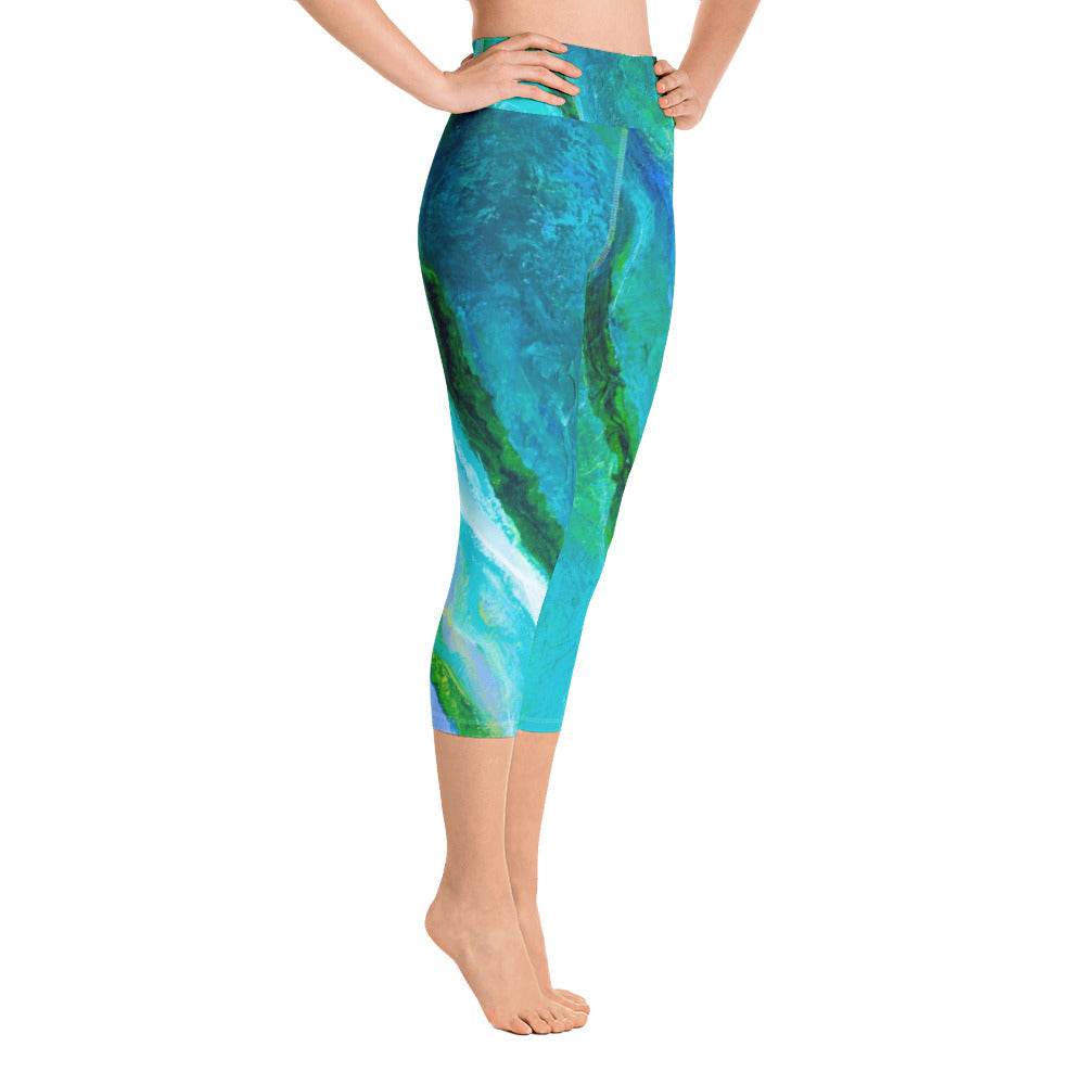 Fluid Cobalt | Women's Fine Art High-Waist Capris
