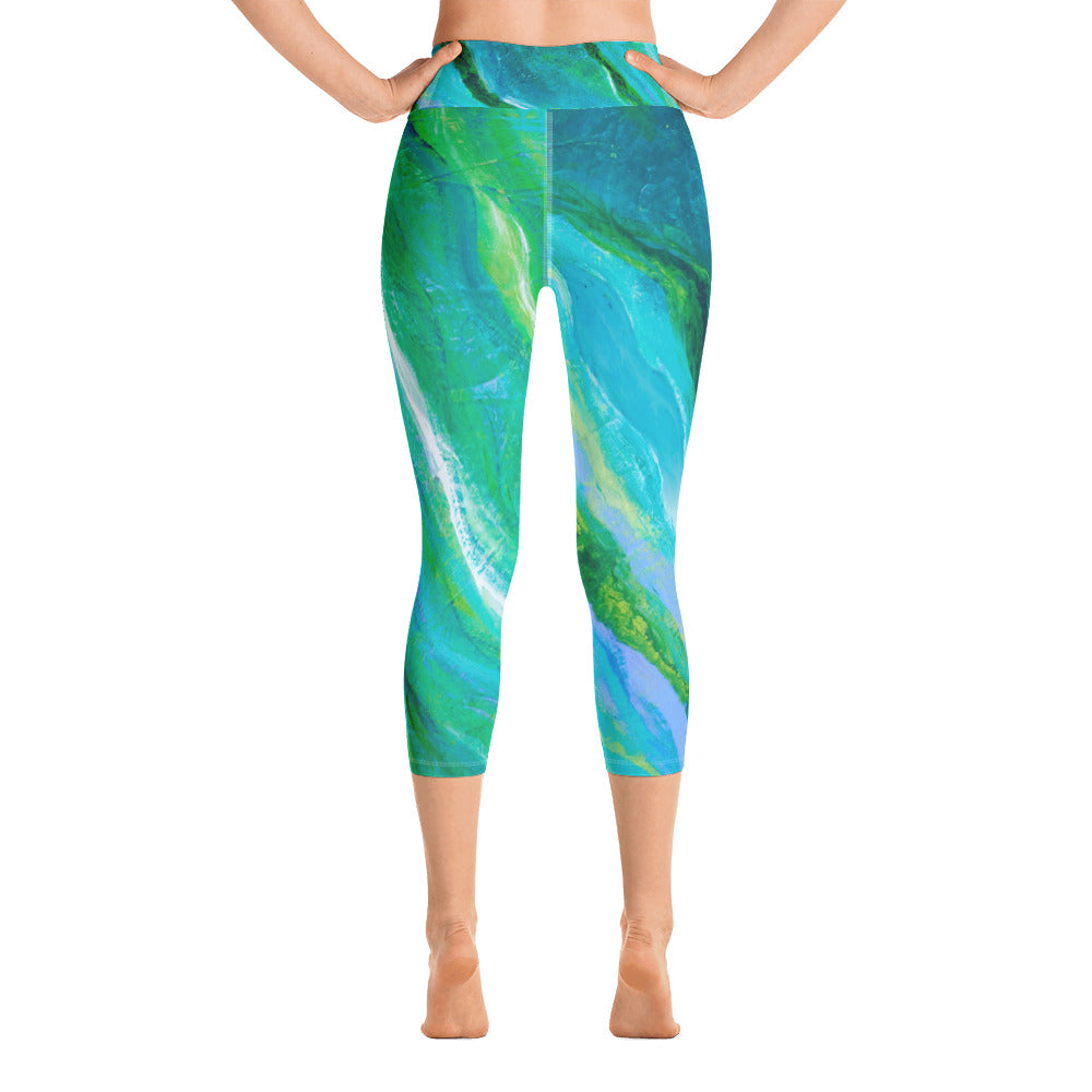 Fluid Cobalt | Women's Fine Art High-Waist Capris