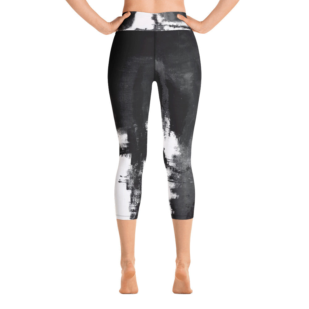 Abstract Woman Black and White | Women's Fine Art High-Waist Capris