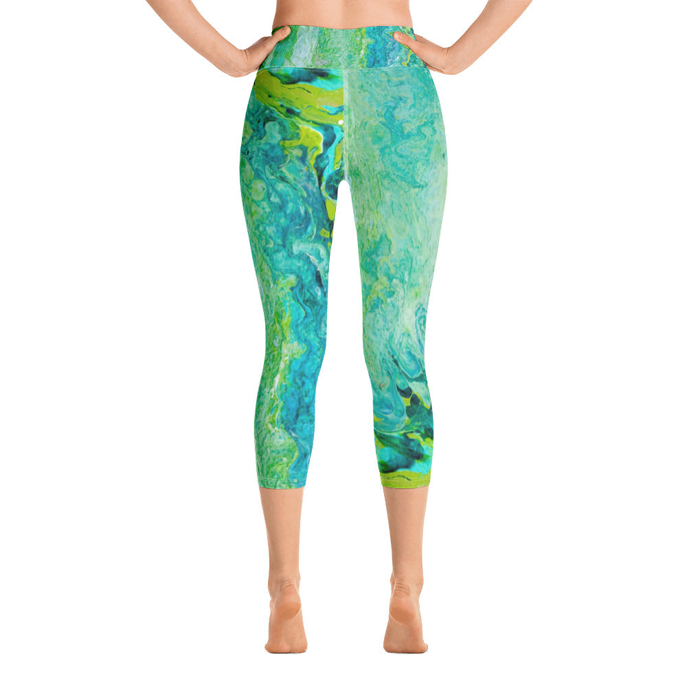 Fluid Greens - Spring Edition | Women's Fine Art High-Waist Capris