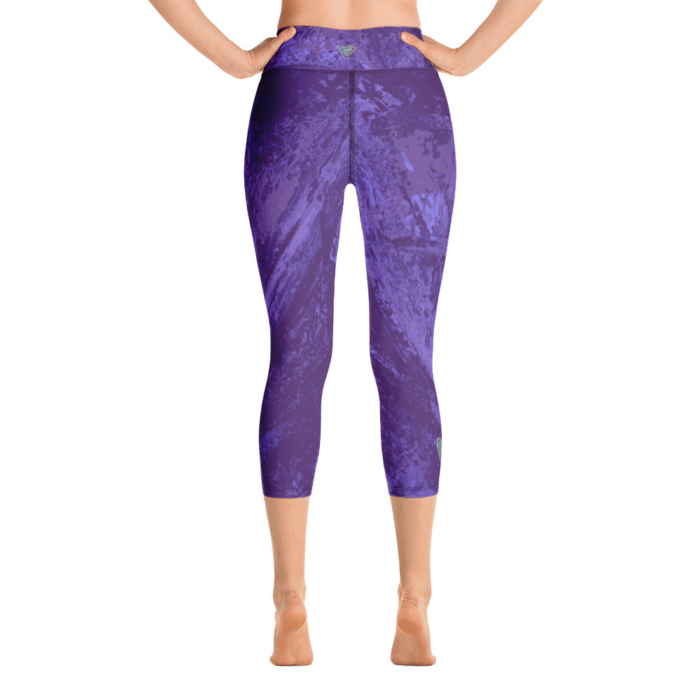 Coral Heart Deep Purple | Women's Fine Art High-Waist Capris