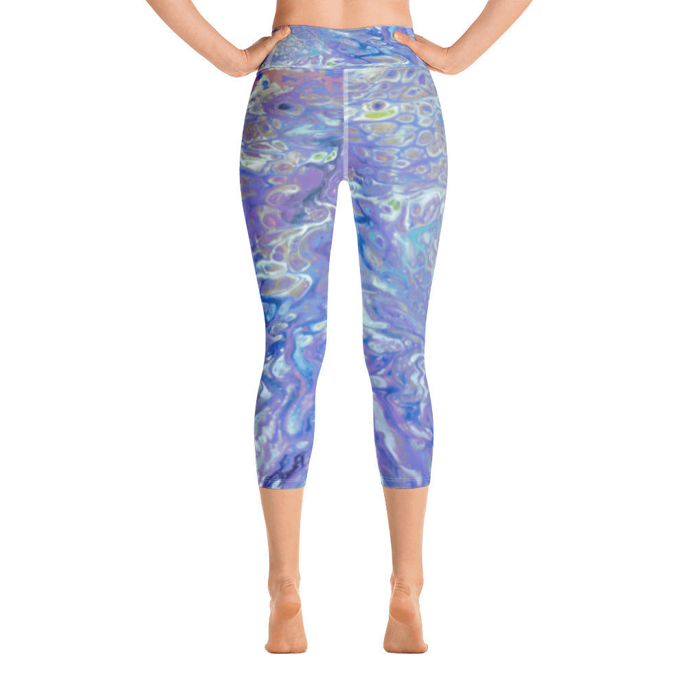 Fluid Peacock | Women's Fine Art High-Waist Capris