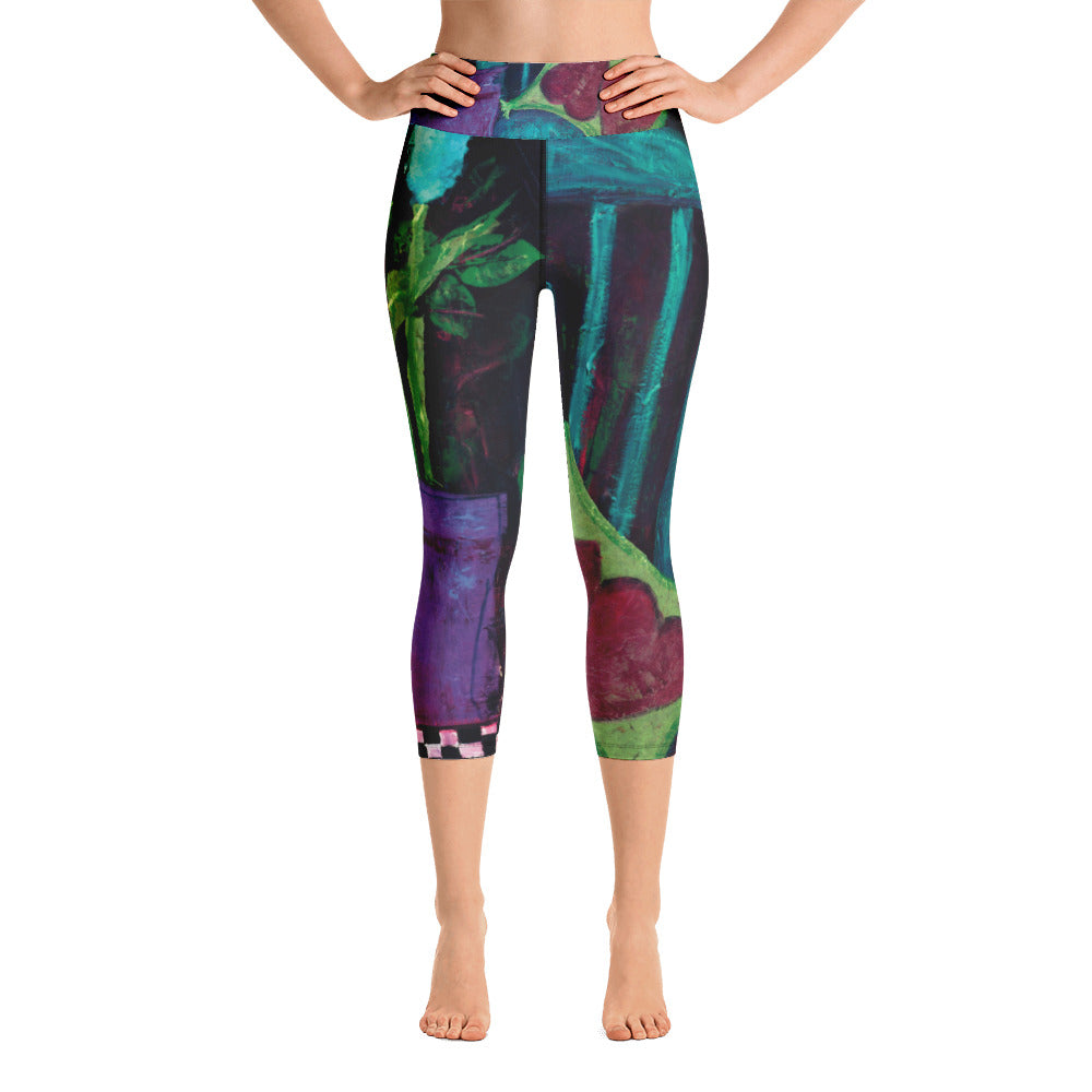 Turquoise Chair | Women's Fine Art High-Waist Capris