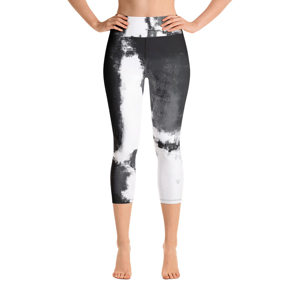 Abstract Woman Black and White | Women's Fine Art High-Waist Capris