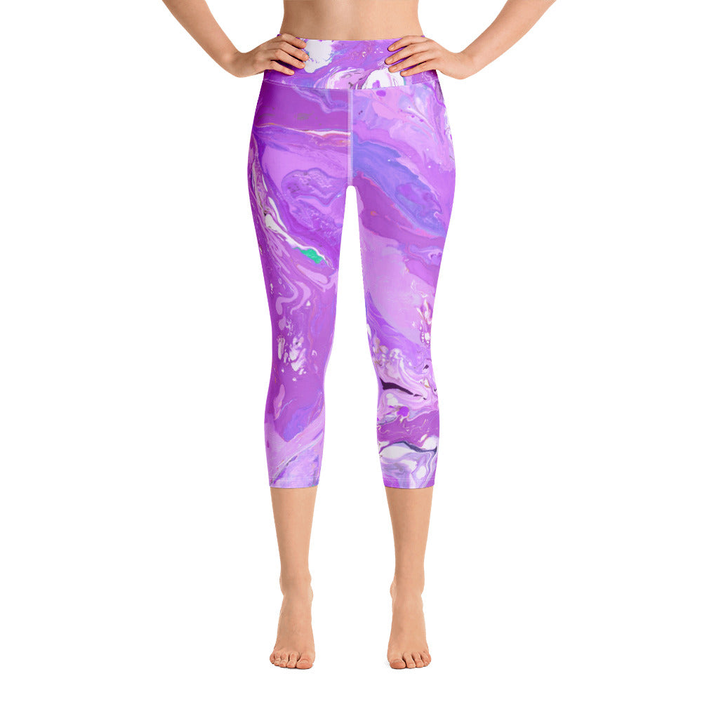 Fluid Purple | Women's Fine Art High-Waist Capris