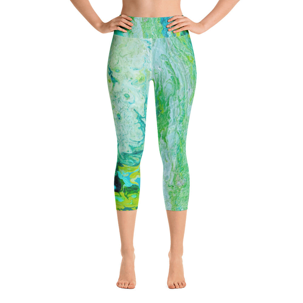Fluid Greens - Spring Edition | Women's Fine Art High-Waist Capris