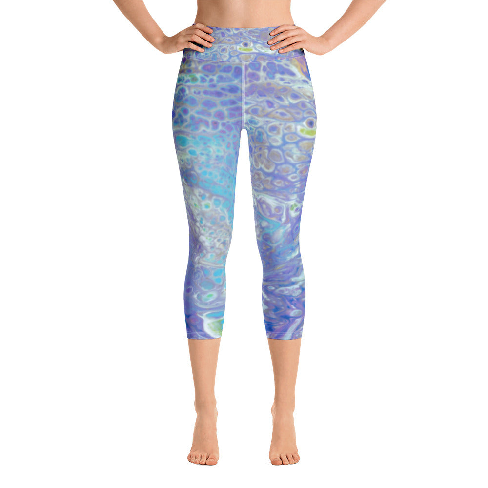 Fluid Peacock | Women's Fine Art High-Waist Capris