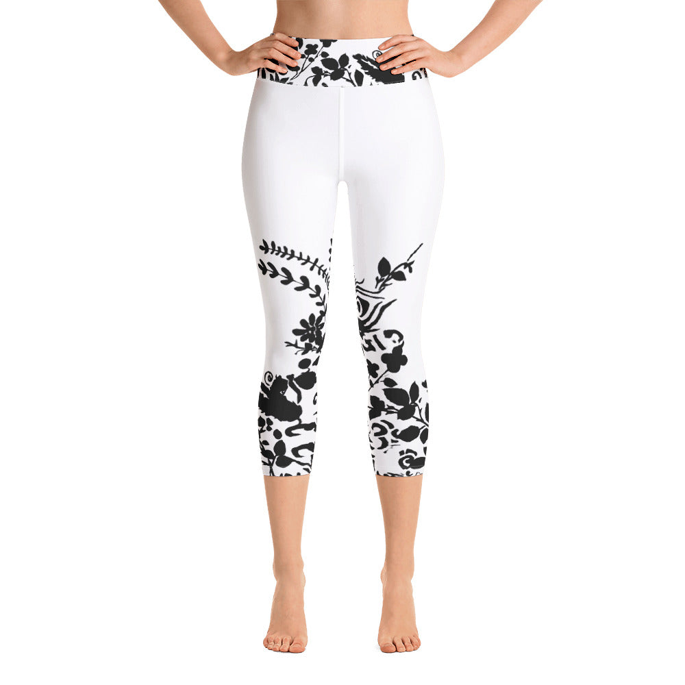Flowers Silhouette | Women's Fine Art High-Waist Capris