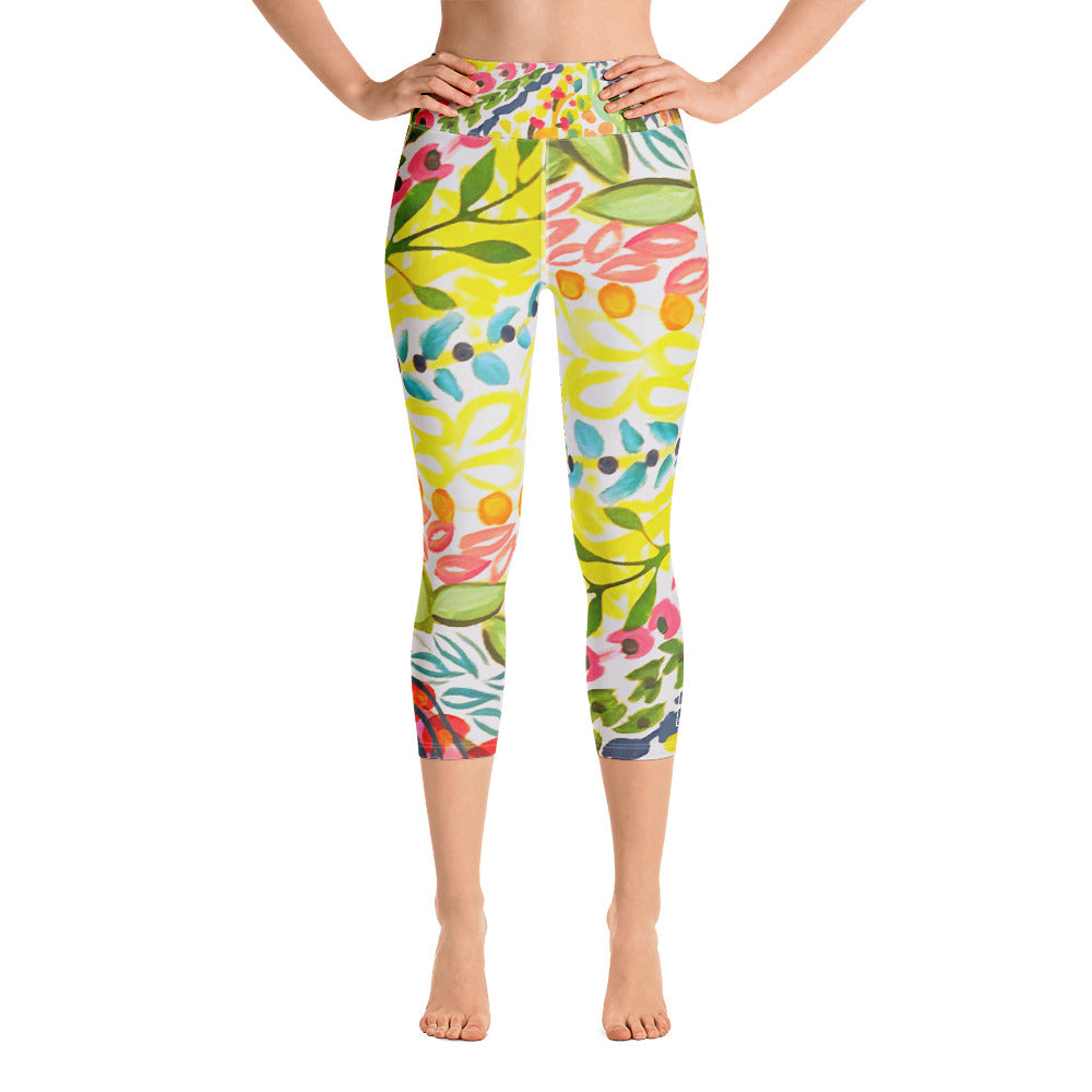Summer Floral | Women's Fine Art High-Waist Capris