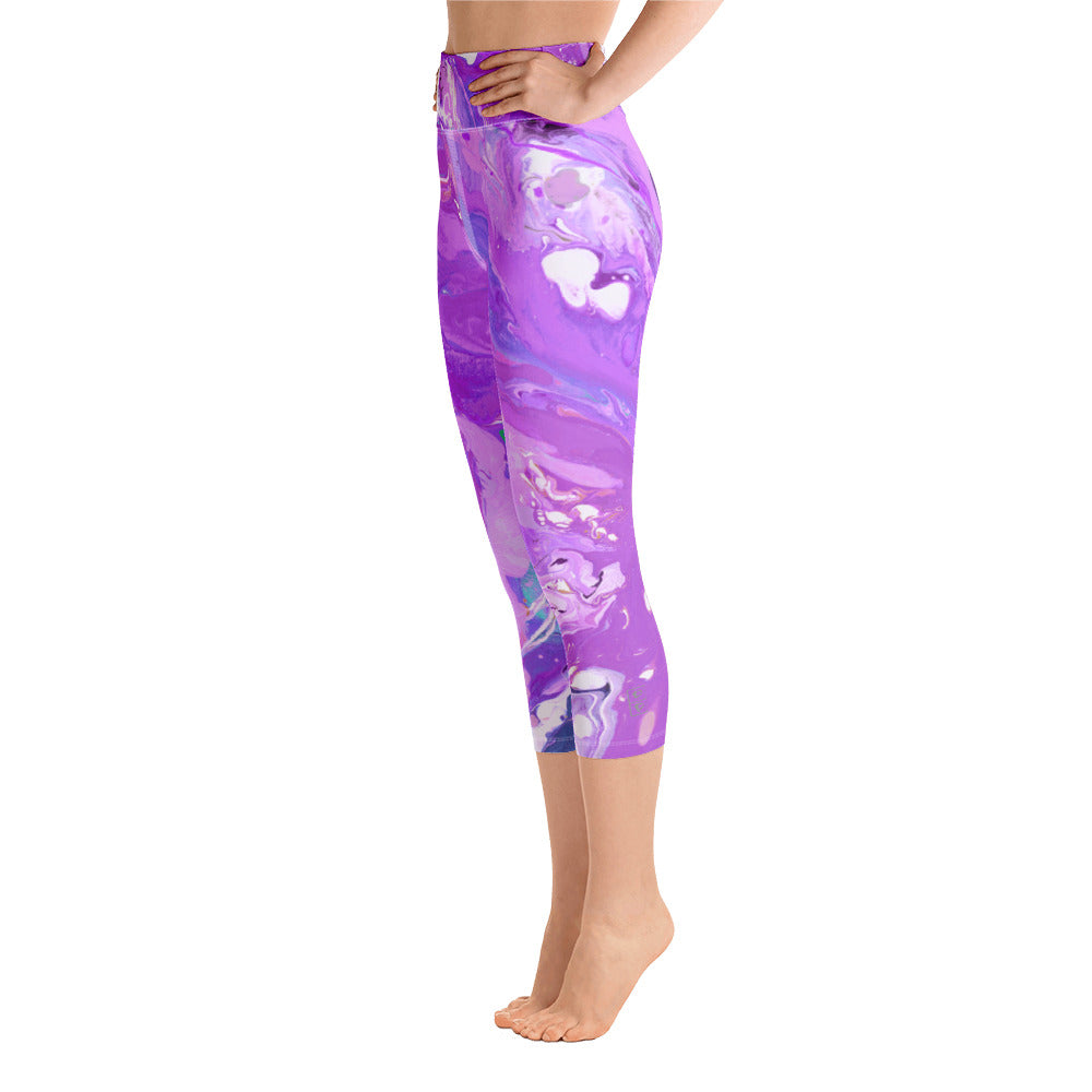 Fluid Purple | Women's Fine Art High-Waist Capris