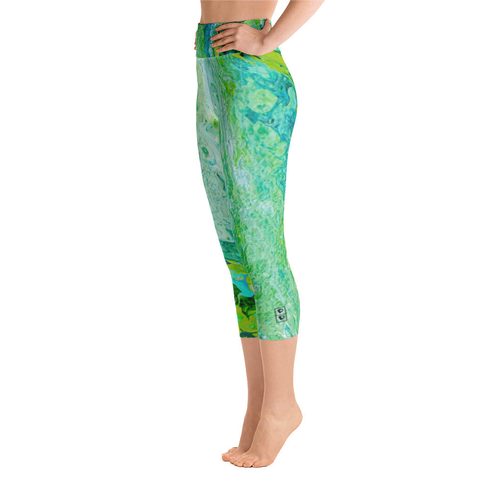 Fluid Greens - Spring Edition | Women's Fine Art High-Waist Capris