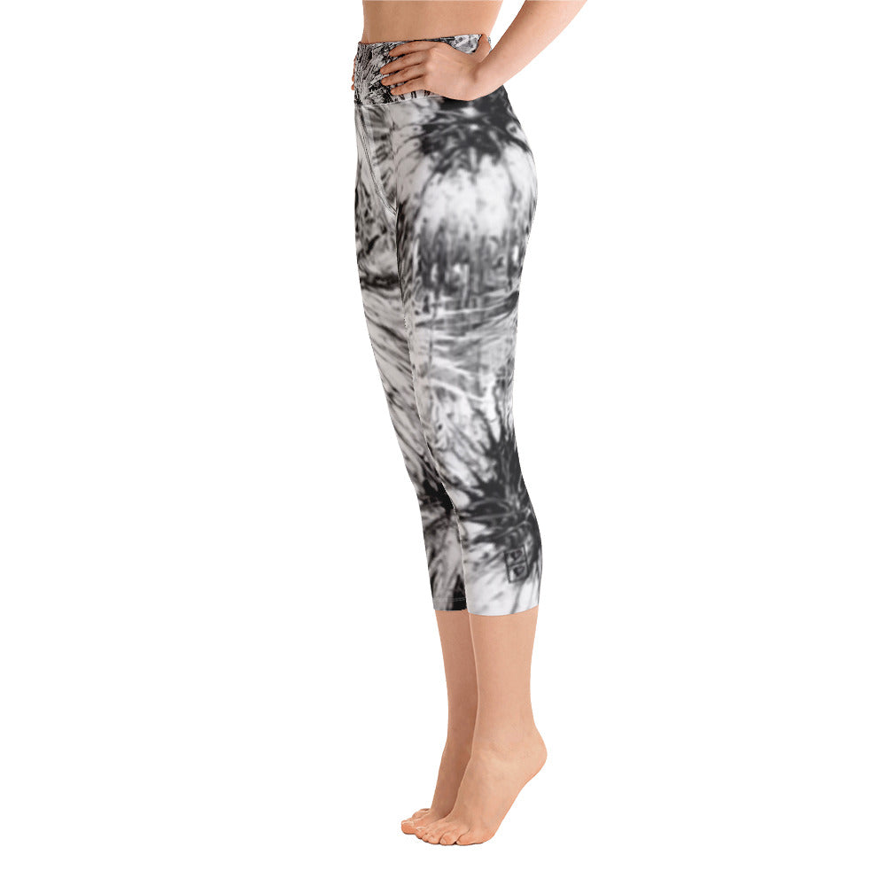 Black & White Splatter | Women's Fine Art High-Waist Capris