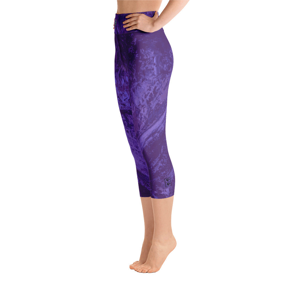 Coral Heart Deep Purple | Women's Fine Art High-Waist Capris