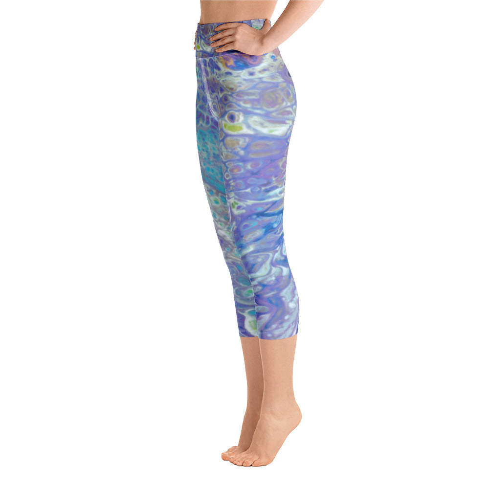 Fluid Peacock | Women's Fine Art High-Waist Capris