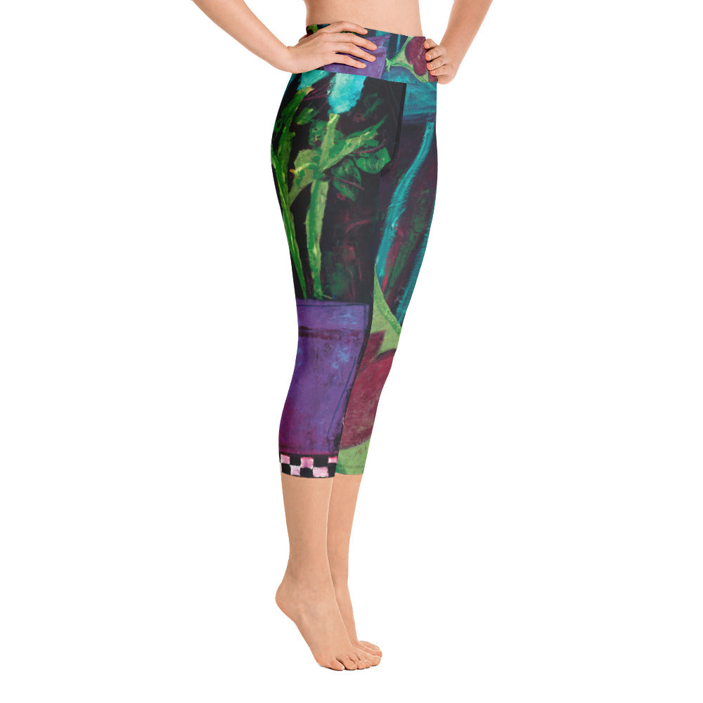 Turquoise Chair | Women's Fine Art High-Waist Capris