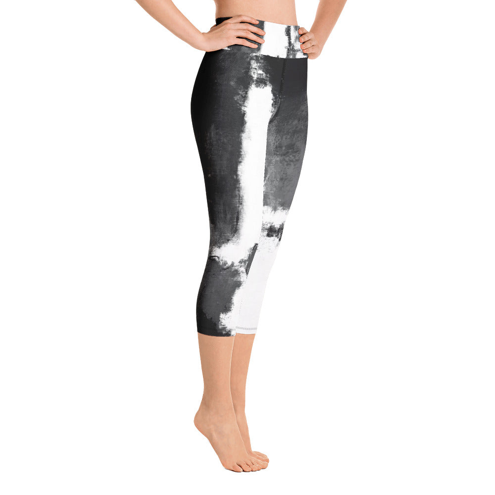 Abstract Woman Black and White | Women's Fine Art High-Waist Capris