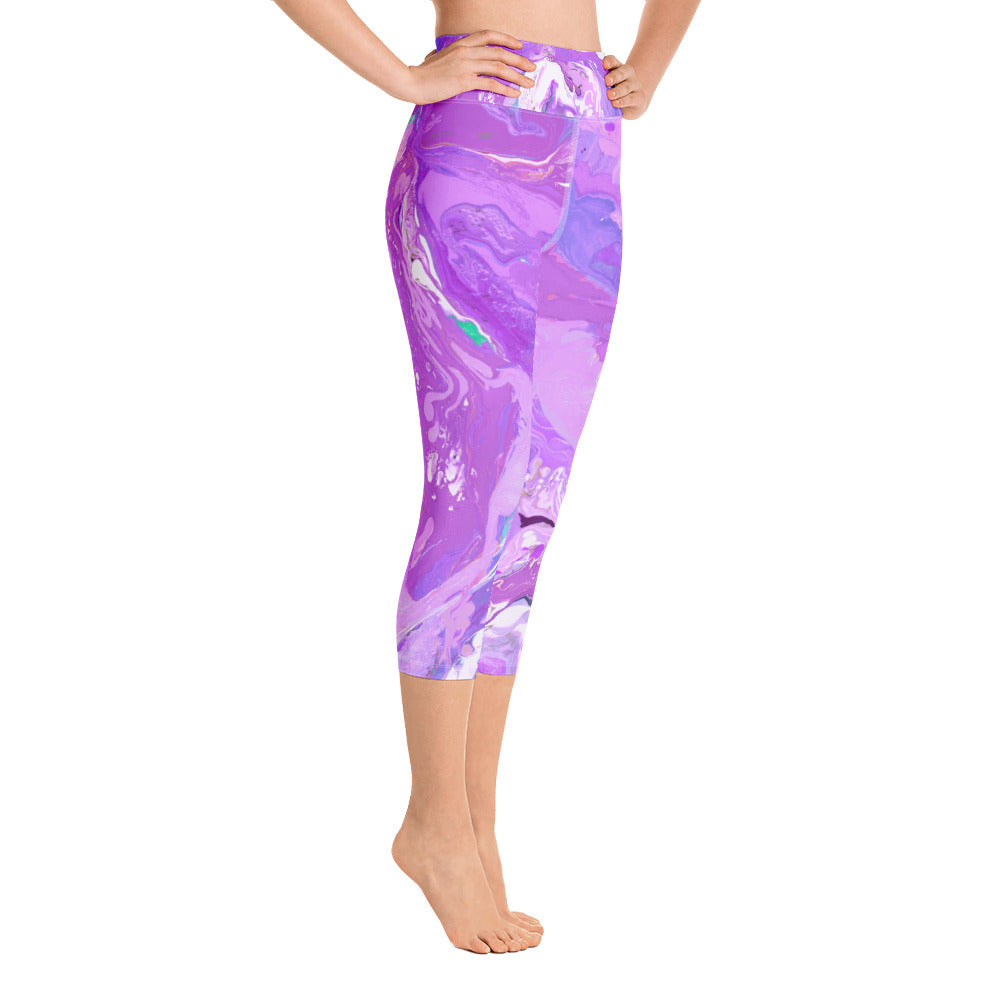 Fluid Purple | Women's Fine Art High-Waist Capris