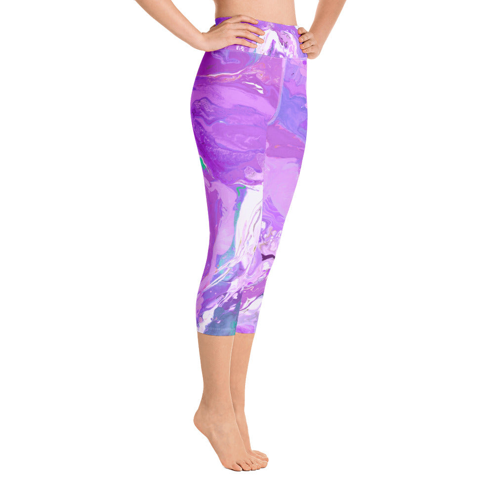 Fluid Purple | Women's Fine Art High-Waist Capris