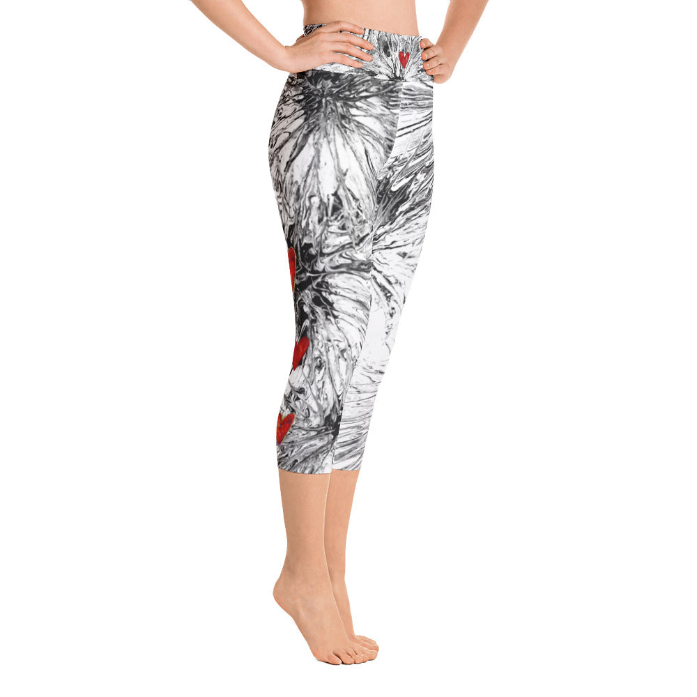 Black & White Splatter | Women's Fine Art High-Waist Capris