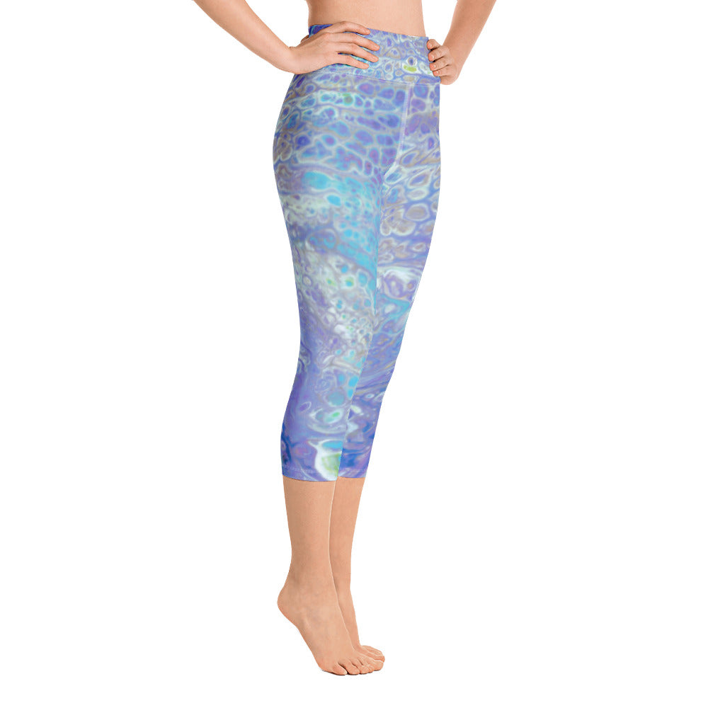 Fluid Peacock | Women's Fine Art High-Waist Capris
