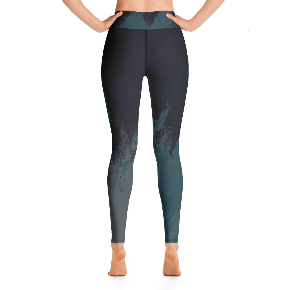 Fluid Mahogany Grey and White | Women's Fine Art High-Waist Leggings