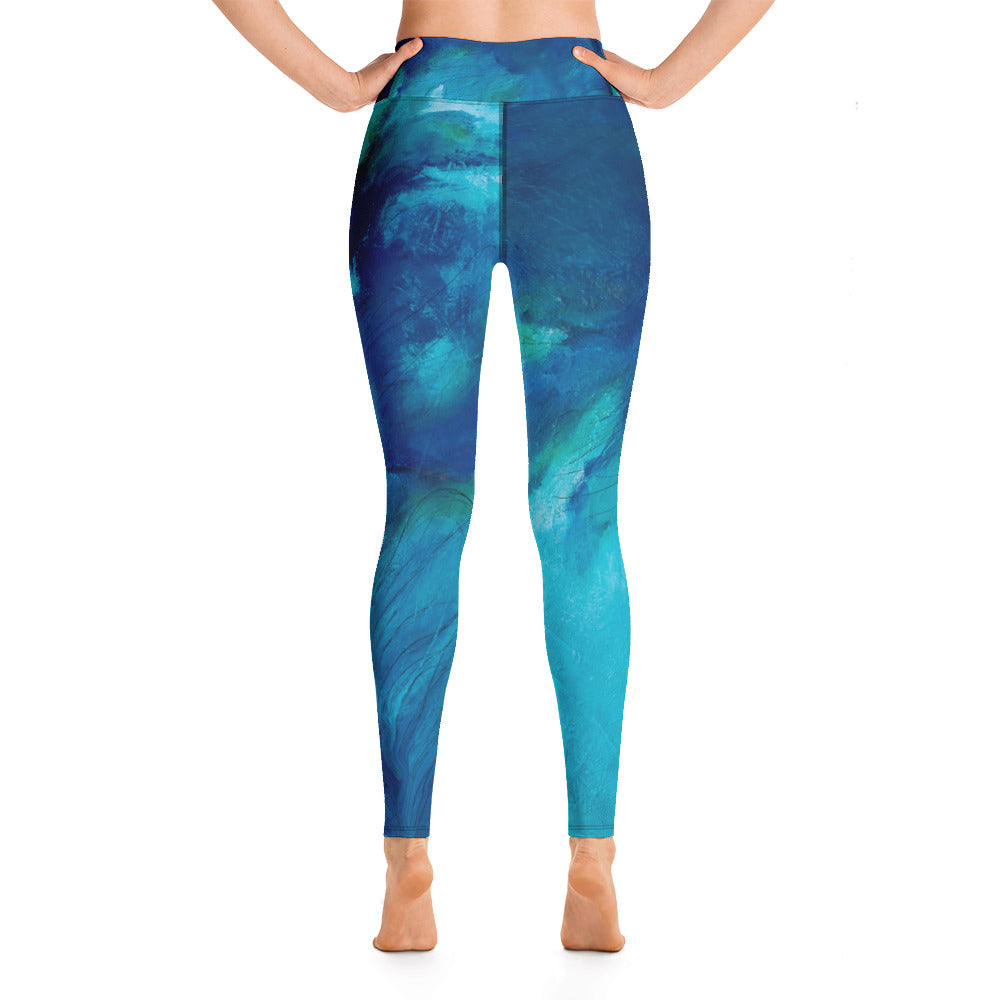 Blue Feather | Women's Fine Art High-Waist Leggings